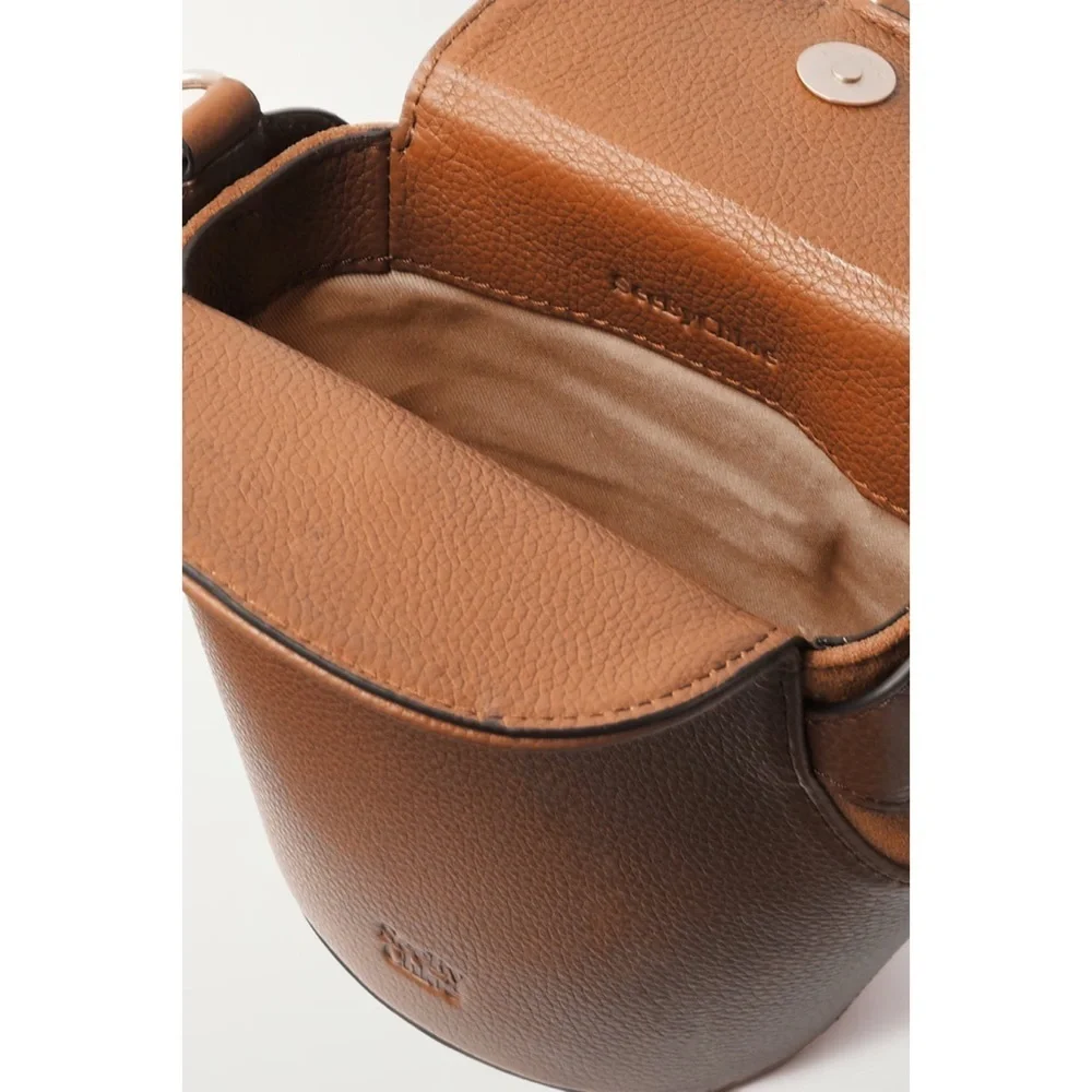 See by Chloe Joan Box Leather Bucket Crossbody Bag Caramello Tan Gold